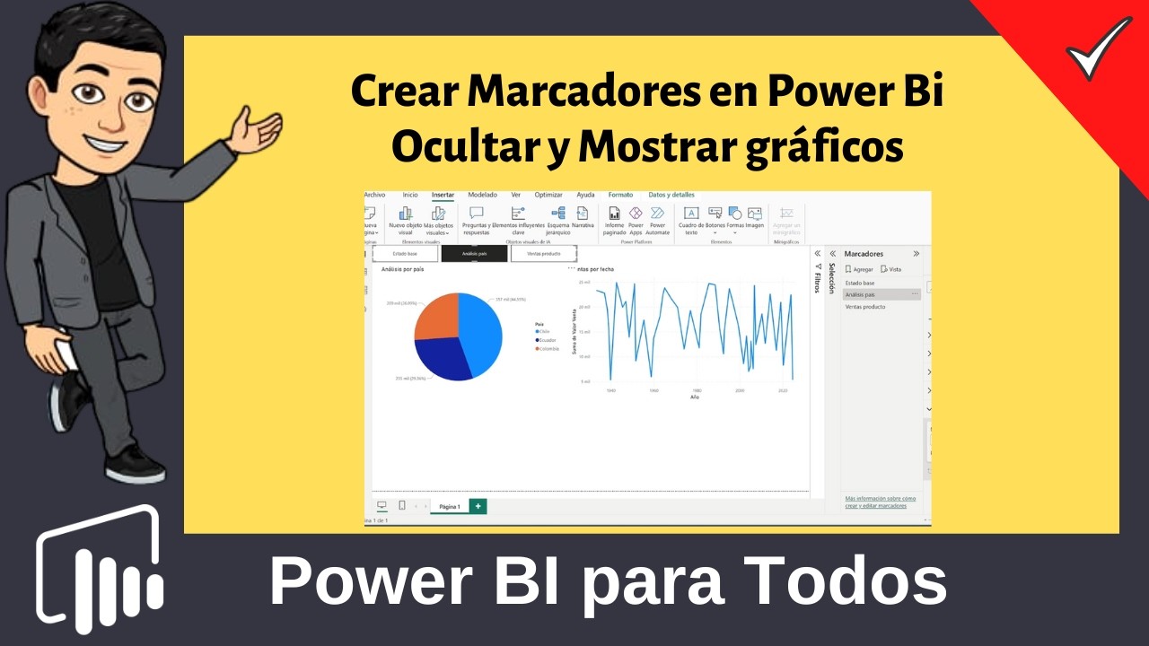 Crear Marcadores en Power BI Ocultar y Mostrar Gráficos