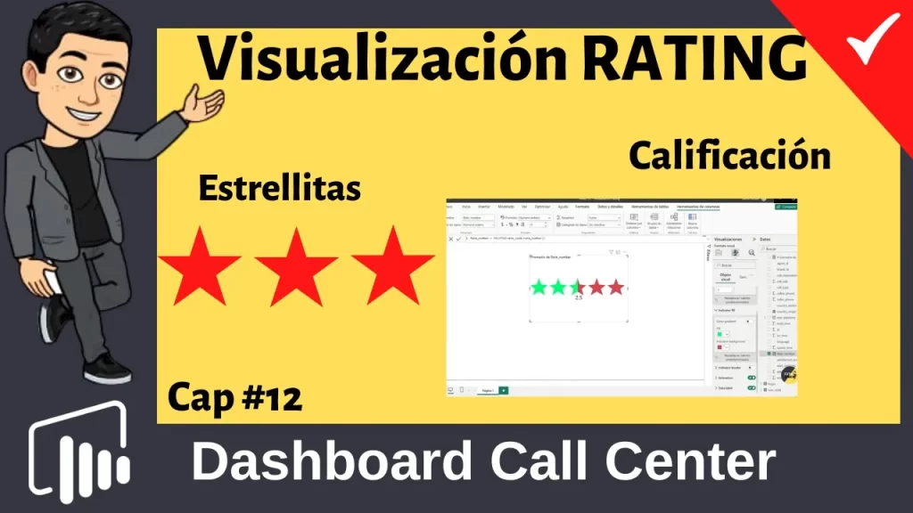 Visualización de rating en Power BI con estrellas